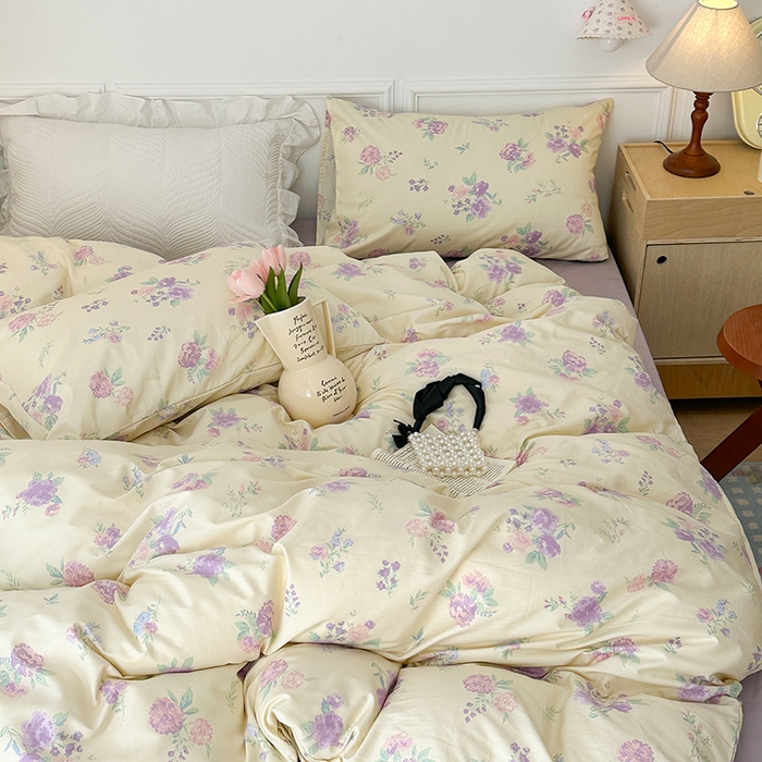 91家纺网 家纺一手货源 找家纺 （总）昔可家纺 2024新款全棉春日复古印花四件套