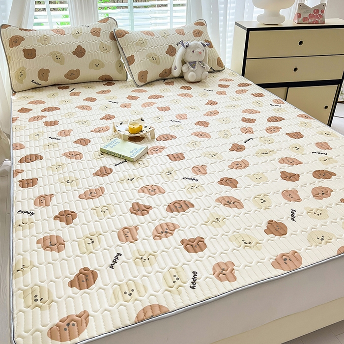 91家纺网 家纺一手货源 找家纺 佳梦达 2025新款0.4厚度印花凉感丝乳胶凉席 趣味狗