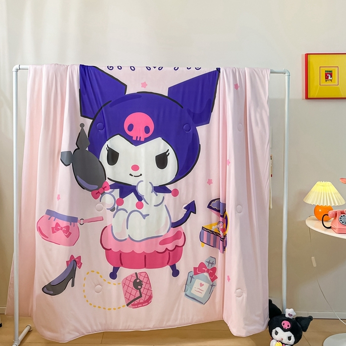 91家纺网 家纺一手货源 找家纺 博雅 2024新款三丽鸥凉感丝凉席夏被套件 大版-时尚库洛米