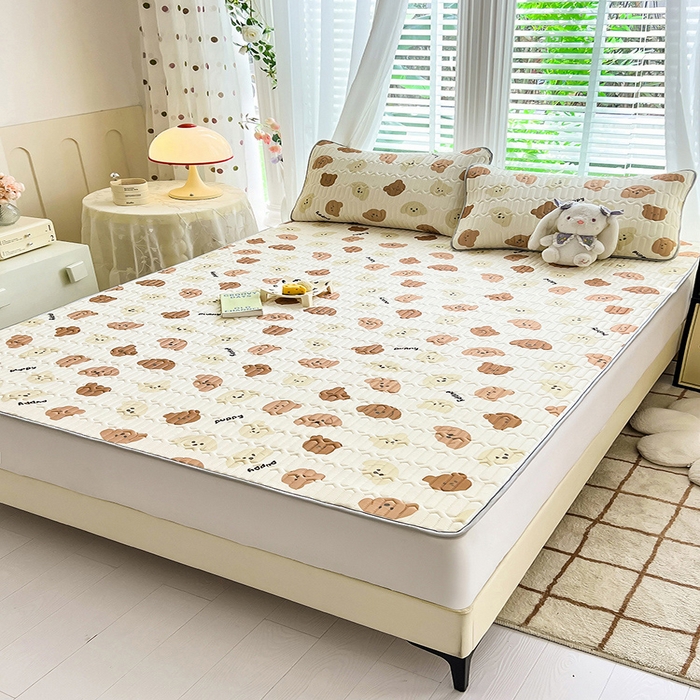 91家纺网 家纺一手货源 找家纺 佳梦达 2025新款0.4厚度印花凉感丝乳胶凉席 趣味狗