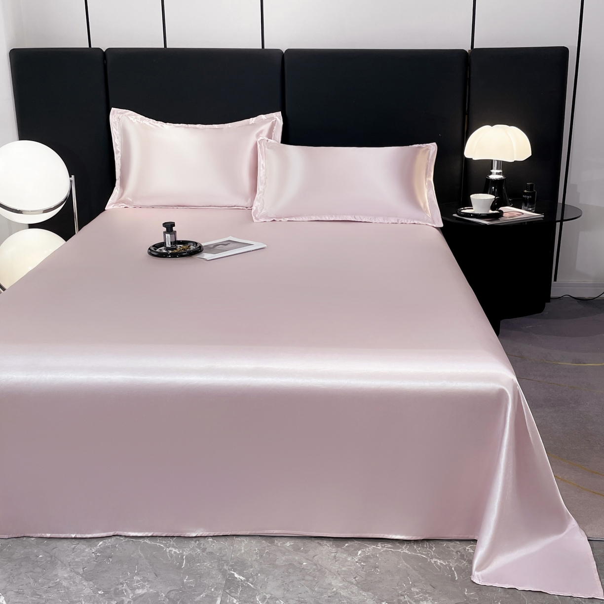 91家纺网 家纺一手货源 找家纺 梦舒羽 2025新款可水洗冰丝床垫保护罩防尘床单三件套 淡雅玉