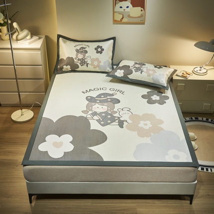 21度C 2024新款卡通大版数码印花冰藤席 魔法女孩-床席款