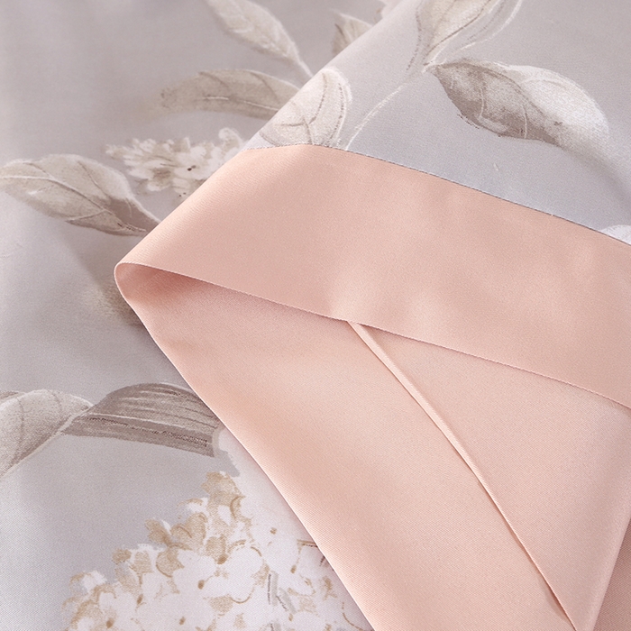 91家纺网 家纺一手货源 找家纺 梦莱斯 2024新款拼角宽边水洗天丝夏被四件套 花颜灰