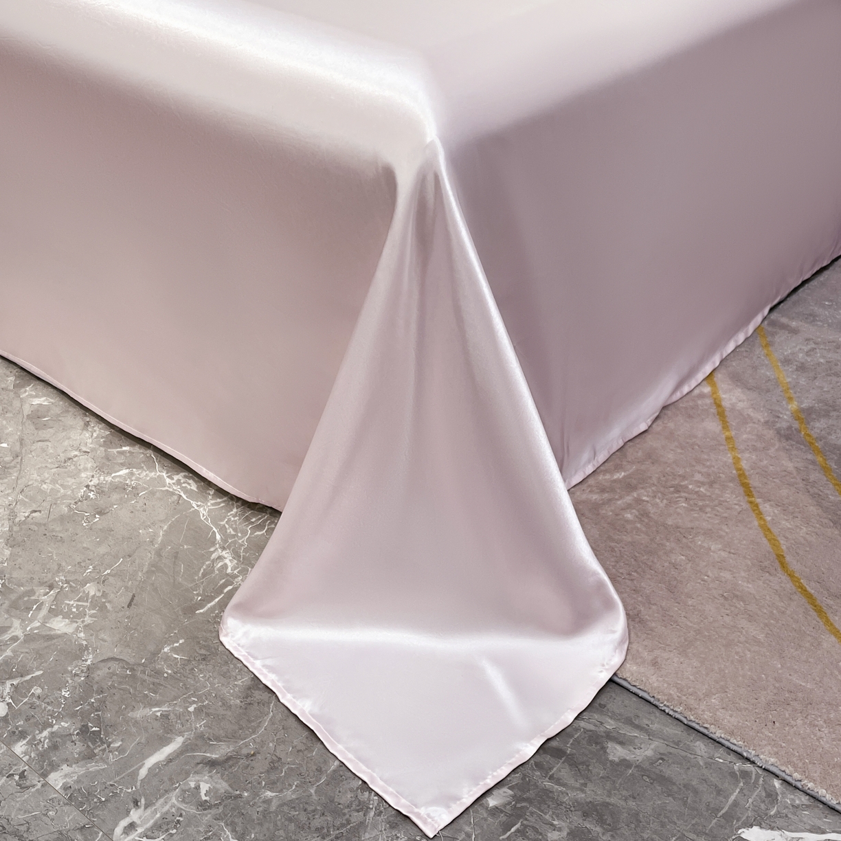 91家纺网 家纺一手货源 找家纺 梦舒羽 2025新款可水洗冰丝床垫保护罩防尘床单三件套 淡雅玉