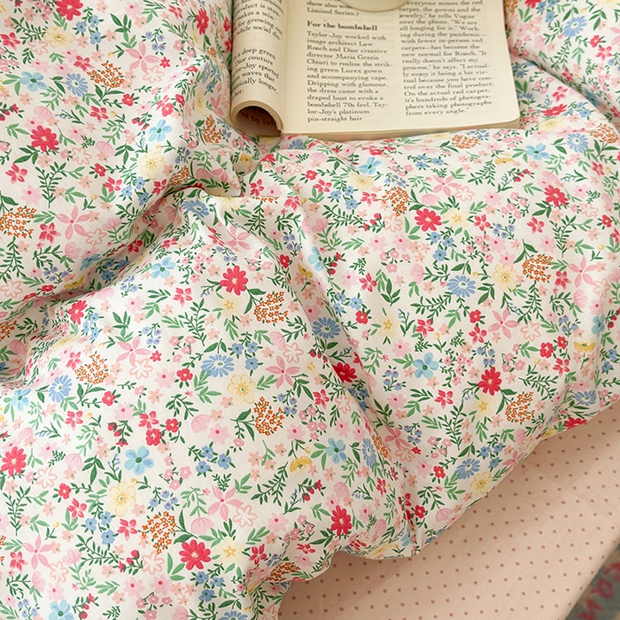 91家纺网 家纺一手货源 找家纺 昔可家纺 2024新款全棉春日复古印花四件套 春日花漾