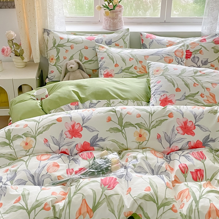 91家纺网 家纺一手货源 找家纺 芊寻家居 2024新款全棉13372花卉系列四件套 朵菲