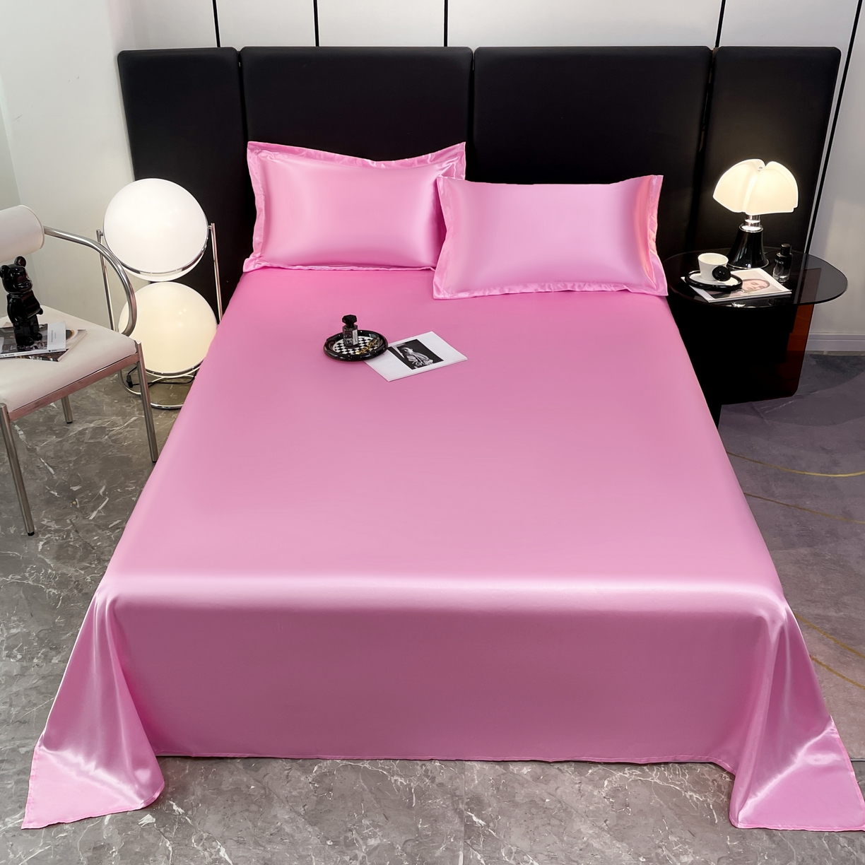 91家纺网 家纺一手货源 找家纺 梦舒羽 2025新款可水洗冰丝床垫保护罩防尘床单三件套 粉色