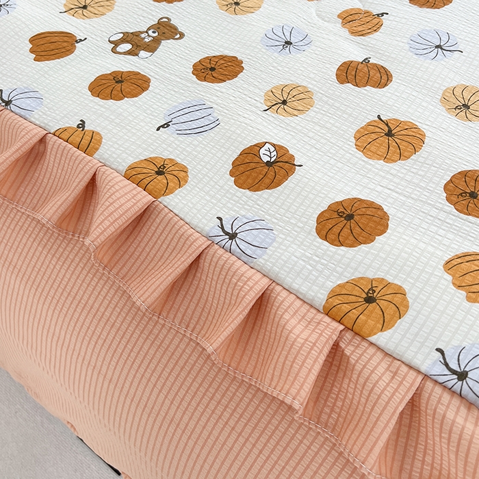 91家纺网 家纺一手货源 找家纺 梦莱斯 2024新款时尚舒适泡泡棉夏被四件套 南瓜