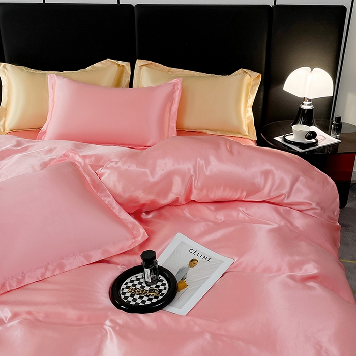 91家纺网 家纺一手货源 找家纺 梦舒羽 2025新款可水洗冰丝被套床单枕套夏季四件套 玉色