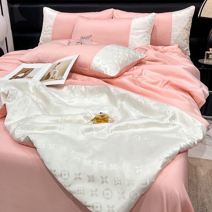 91家纺网 家纺一手货源 找家纺 梦之岛 2024新款水洗真丝提花空调被夏被四件套-路易公主 路易公主-粉