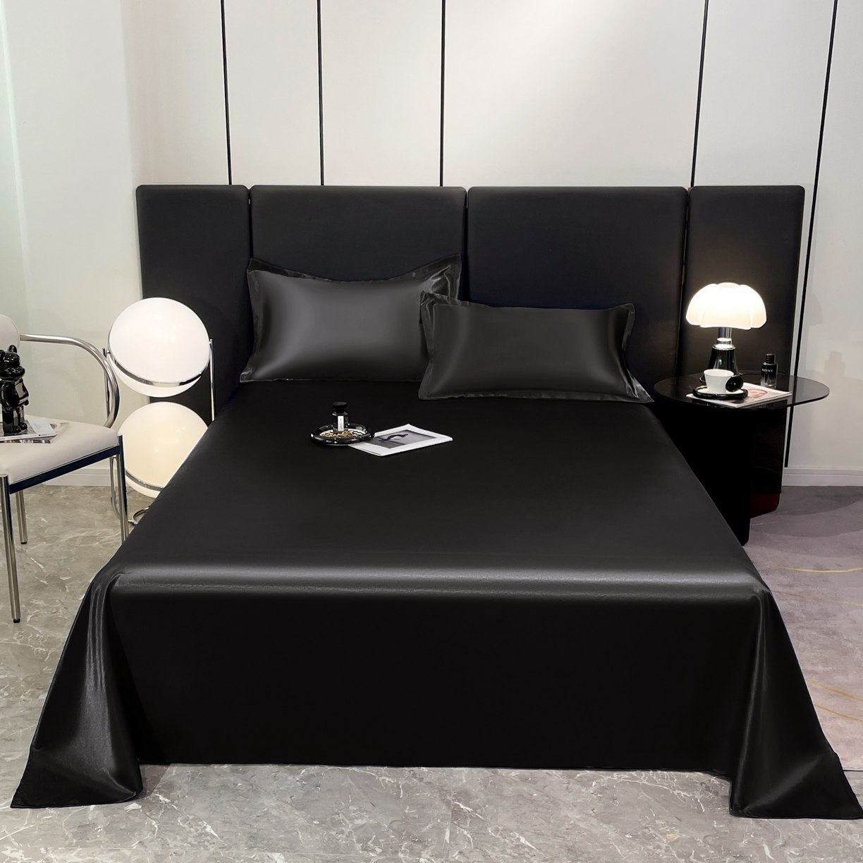 91家纺网 家纺一手货源 找家纺 梦舒羽 2025新款可水洗冰丝床垫保护罩防尘床单三件套 尊贵黑