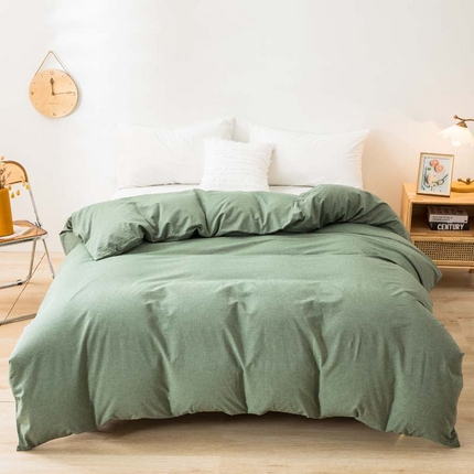 柠萌家居 2024新款A类全棉色织水洗棉无印风四件套 一抹绿