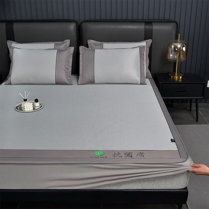 91家纺网 家纺一手货源 找家纺 简一 2024新款A类抗菌冰丝席--床笠款 小千鸟格-经典抗菌席-灰