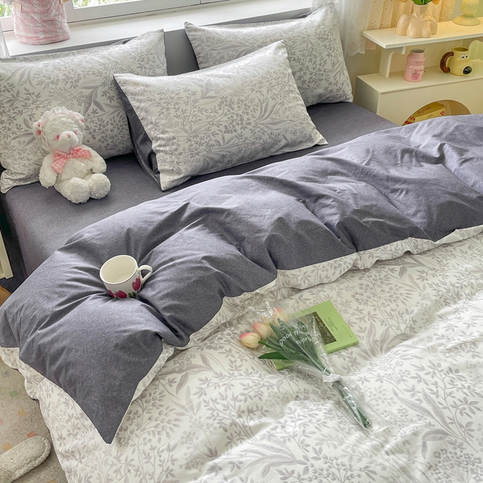 91家纺网 家纺一手货源 找家纺 芊寻家居 2024新款全棉13372花卉系列四件套 淡雅