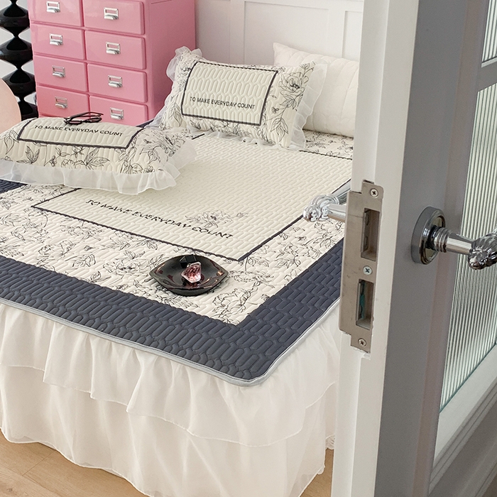 91家纺网 家纺一手货源 找家纺 昔可家纺 2024新款床裙款乳胶席 夏奈花园