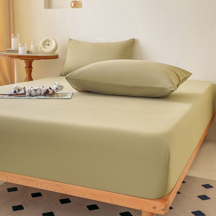 91家纺网 家纺一手货源 找家纺 寐眠 2024新款全棉水洗棉床单床笠单品-单床笠 橄榄绿