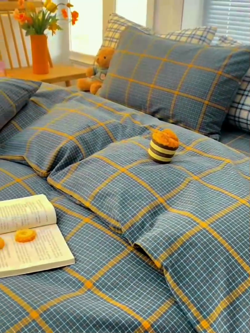 91家纺网 家纺一手货源 找家纺 柠萌家居 2024新款A类全棉色织水洗棉无印风四件套 瓦尔灰