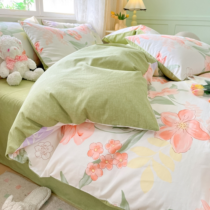 91家纺网 家纺一手货源 找家纺 芊寻家居 2024新款全棉13372花卉系列四件套 楚楚动人