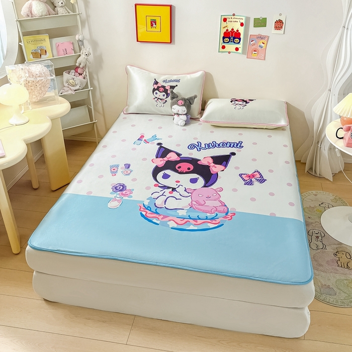 91家纺网 家纺一手货源 找家纺 博雅 2024新款三丽鸥凉感丝凉席夏被套件 大版-伙伴库洛米