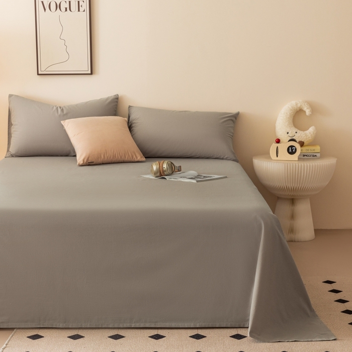 91家纺网 家纺一手货源 找家纺 寐眠 2024新款全棉水洗棉床单床笠单品-单床单 水泥灰