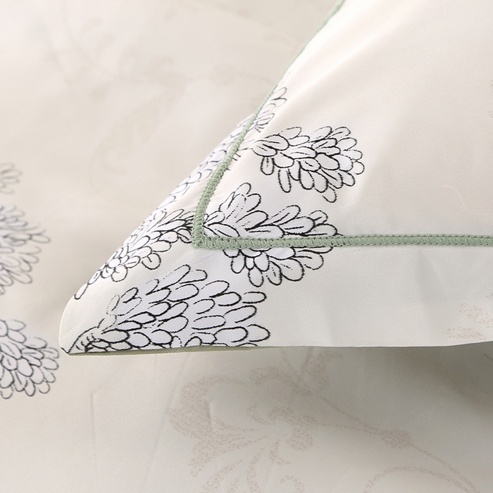 91家纺网 家纺一手货源 找家纺 梦莱斯 2024新款拼角宽边水洗天丝夏被四件套 锦瑞-米黄