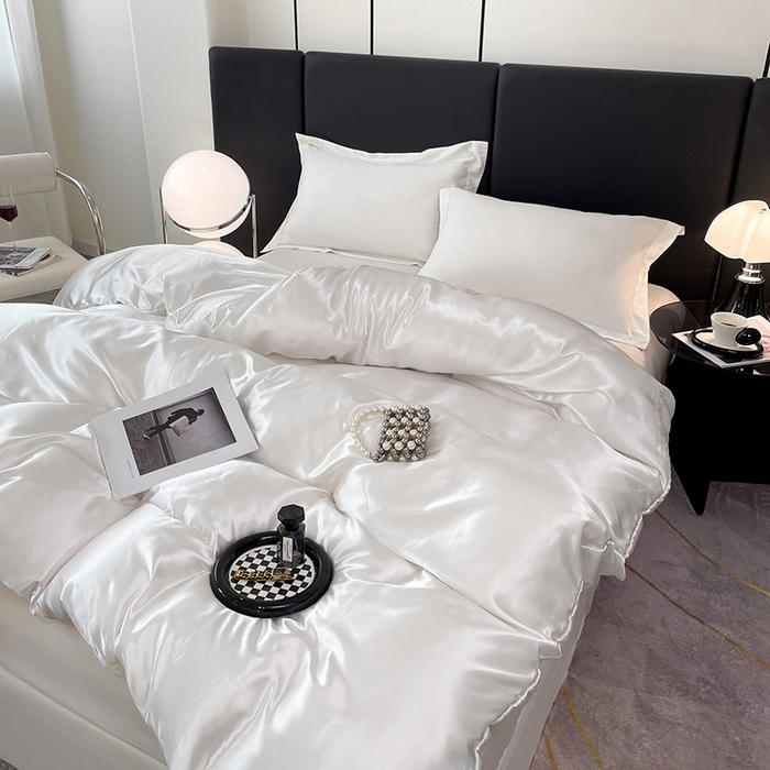 91家纺网 家纺一手货源 找家纺 （总）梦舒羽 2025新款可水洗冰丝被套双人床被套带同款床单床笠四件套