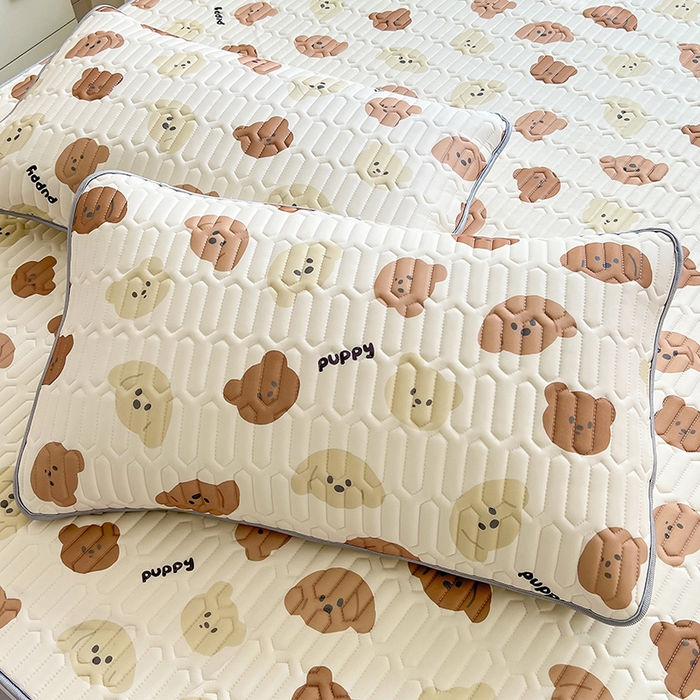 91家纺网 家纺一手货源 找家纺 佳梦达 2025新款0.4厚度印花凉感丝乳胶凉席 趣味狗