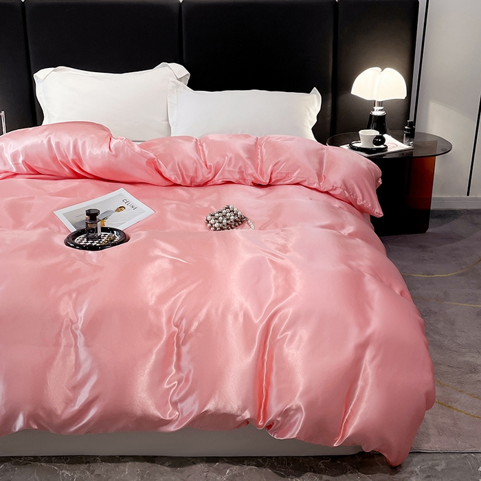 91家纺网 家纺一手货源 找家纺 梦舒羽 2025新款可水洗冰丝被套双人床被套带同款床单床笠四件套 玉色