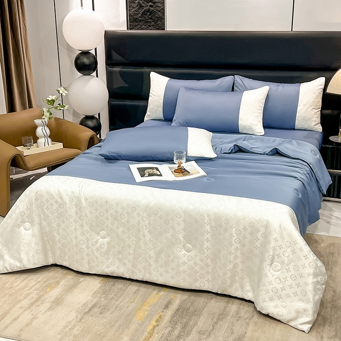 91家纺网 家纺一手货源 找家纺 梦之岛 2024新款水洗真丝提花空调被夏被四件套-路易公主 路易公主-蓝