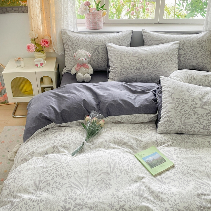 91家纺网 家纺一手货源 找家纺 芊寻家居 2024新款全棉13372花卉系列四件套 淡雅