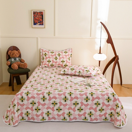 91家纺网 家纺一手货源 找家纺 （总）萌宝 2025老粗布新款纯棉细纱三枚缎卡帆布花边款软凉席床单提供买家秀