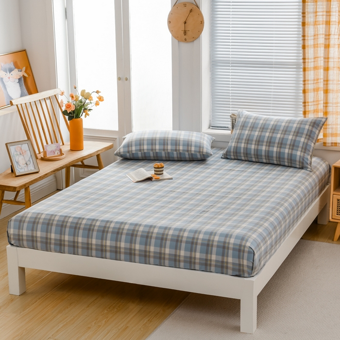 91家纺网 家纺一手货源 找家纺 （总）柠萌家居 2024新款A类全棉色织水洗棉无印风四件套