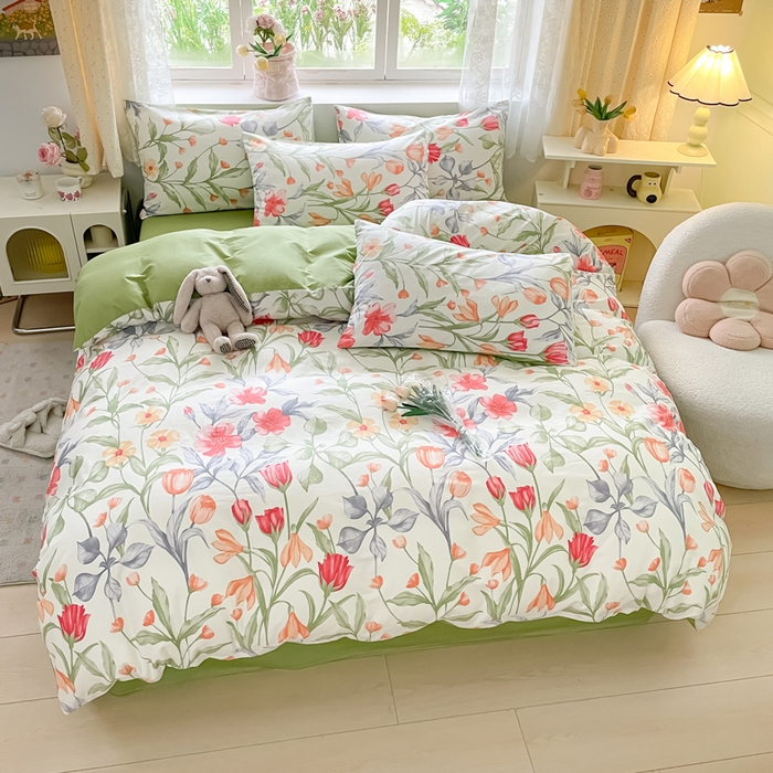 91家纺网 家纺一手货源 找家纺 芊寻家居 2024新款全棉13372花卉系列四件套 朵菲