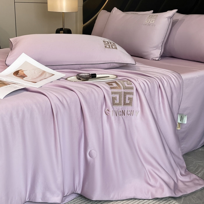 91家纺网 家纺一手货源 找家纺 露梦家纺 2025新款水洗真丝刺绣夏被-梵希 梵希-丁香紫