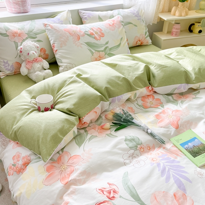 91家纺网 家纺一手货源 找家纺 芊寻家居 2024新款全棉13372花卉系列四件套 楚楚动人