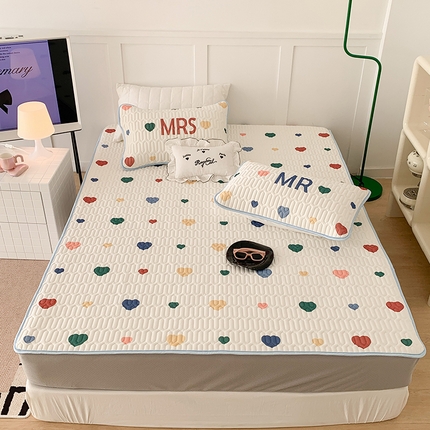 91家纺网 家纺一手货源 找家纺 昔可家纺 2024新款床笠款乳胶席 彩色爱心