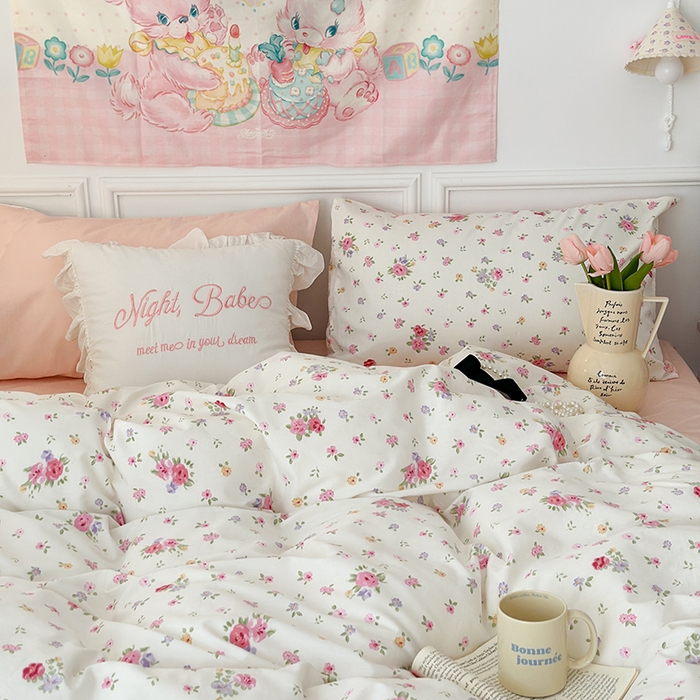 91家纺网 家纺一手货源 找家纺 昔可家纺 2024新款全棉春日复古印花四件套 尤梨