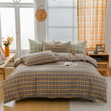 柠萌家居 2024新款A类全棉色织水洗棉无印风四件套 芳华灰