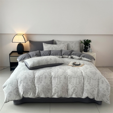 HL原创 2024新款原创双层纱提花四件套 陌上花开-灰