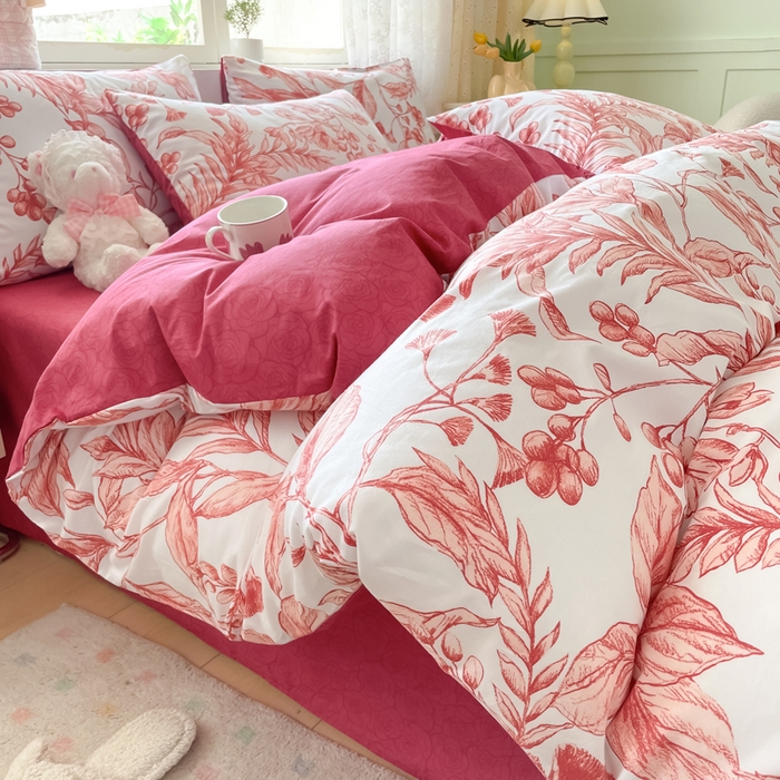 91家纺网 家纺一手货源 找家纺 芊寻家居 2024新款全棉13372花卉系列四件套 生机