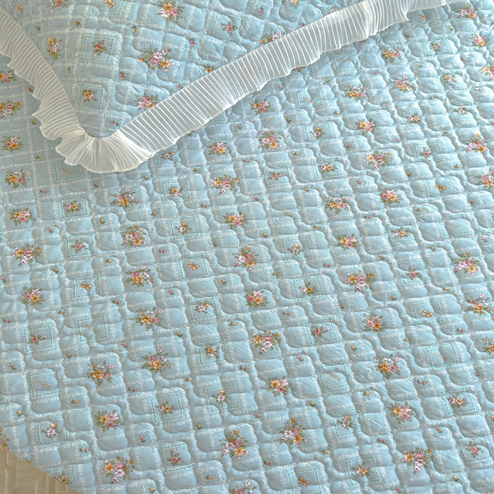 91家纺网 家纺一手货源 找家纺 冬然 2023新款全棉防滑榻榻米垫子炕垫纯棉床盖夹棉床单纯棉床单 花开半夏