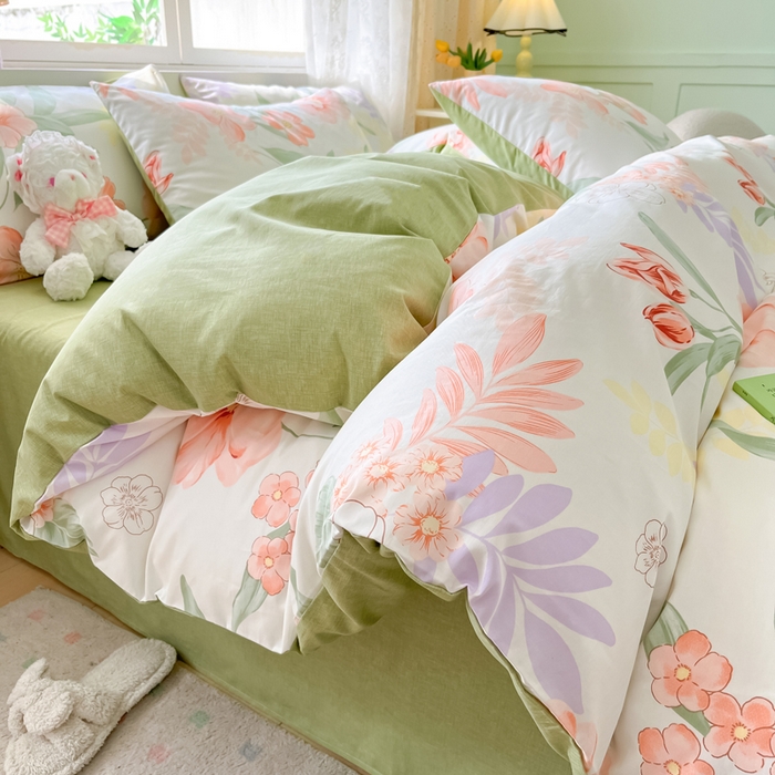 91家纺网 家纺一手货源 找家纺 芊寻家居 2024新款全棉13372花卉系列四件套 楚楚动人