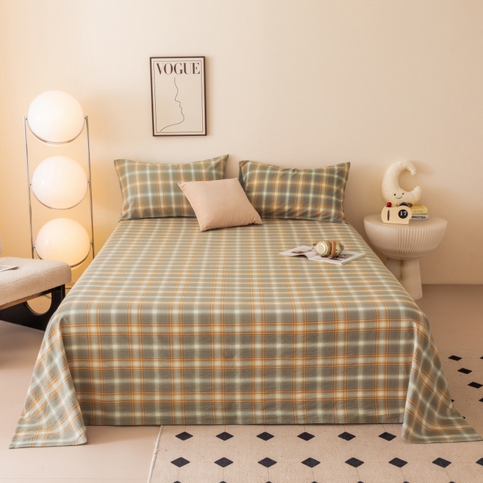 91家纺网 家纺一手货源 找家纺 寐眠 2024新款全棉水洗棉床单床笠单品-单床单 洛卡灰