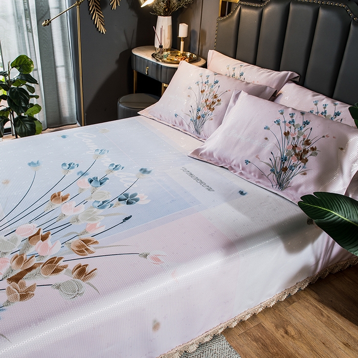 91家纺网 家纺一手货源 找家纺 大境 2024新款900d窝蜂冰丝凉席三件套 密语芬芳