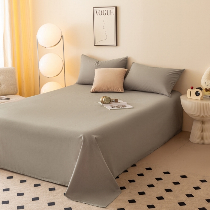 91家纺网 家纺一手货源 找家纺 寐眠 2024新款全棉水洗棉床单床笠单品-单床单 水泥灰