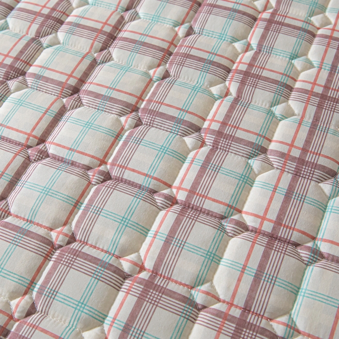 91家纺网 家纺一手货源 找家纺 鑫钰 2024新款无印风水洗棉水洗亲肤大豆夹棉床笠-简格 简格-格调咖