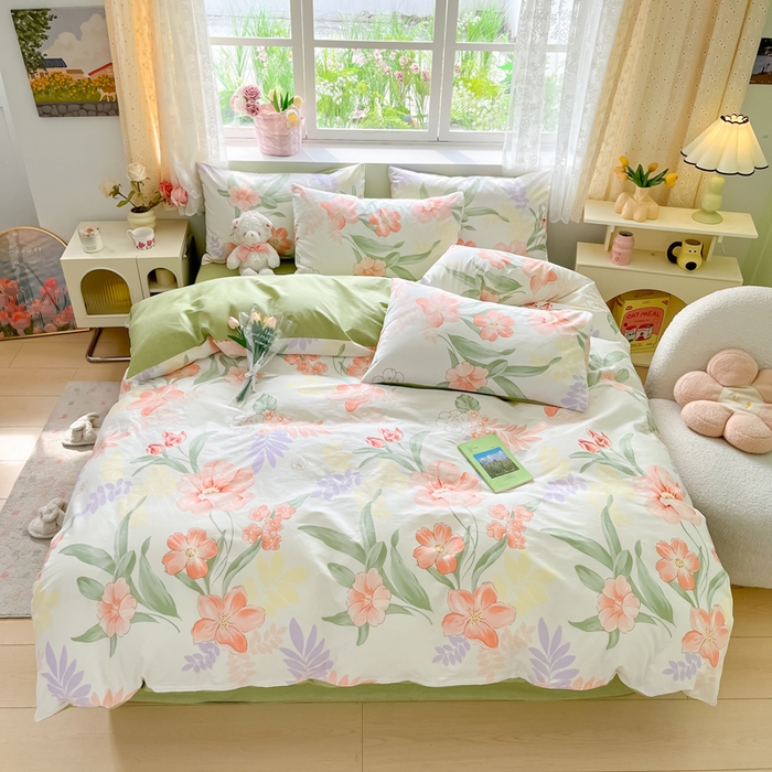 91家纺网 家纺一手货源 找家纺 芊寻家居 2024新款全棉13372花卉系列四件套 楚楚动人