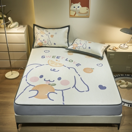 21度C 2024新款卡通大版数码印花冰藤席 VC狗-床笠款