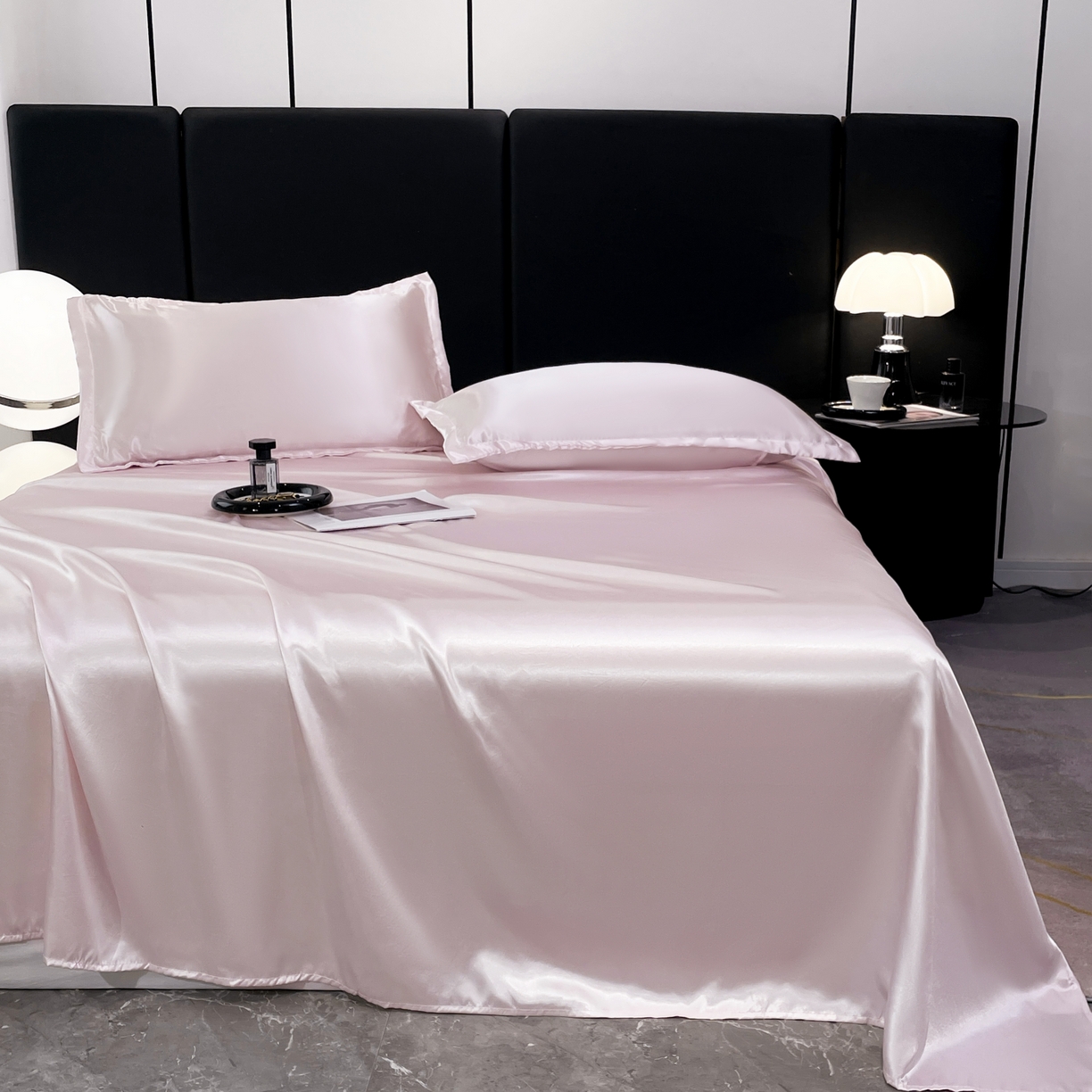 91家纺网 家纺一手货源 找家纺 梦舒羽 2025新款可水洗冰丝床垫保护罩防尘床单三件套 淡雅玉