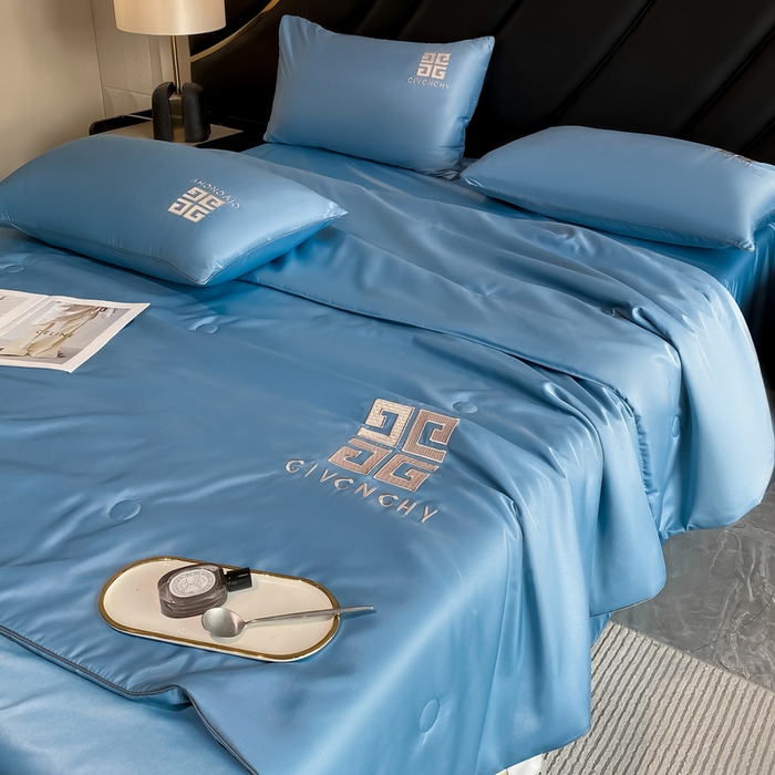 91家纺网 家纺一手货源 找家纺 露梦家纺 2025新款水洗真丝刺绣夏被-梵希 梵希-冰川蓝